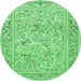 Round Animal Emerald Green Traditional Rug, tr4584emgrn