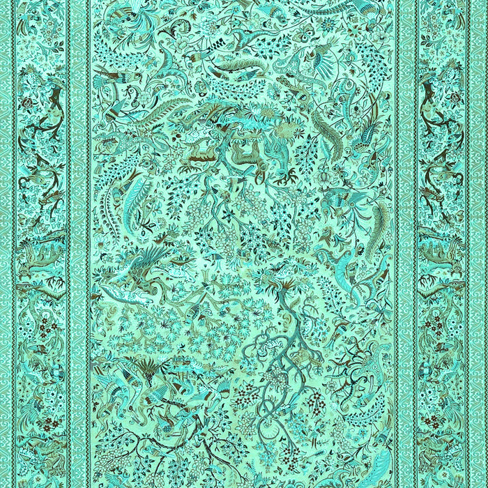 Machine Washable Animal Turquoise Traditional Area Rugs, wshtr4584turq