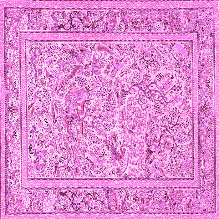 Square Machine Washable Animal Pink Traditional Rug, wshtr4584pnk