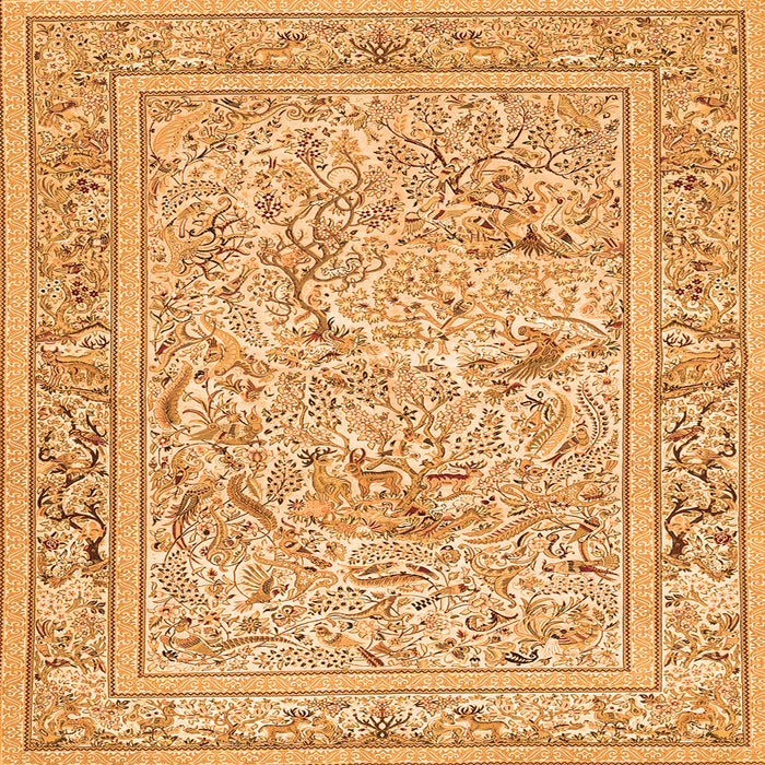 Round Machine Washable Animal Orange Traditional Area Rugs, wshtr4584org