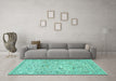 Machine Washable Animal Turquoise Traditional Area Rugs in a Living Room,, wshtr4584turq