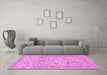 Machine Washable Animal Pink Traditional Rug in a Living Room, wshtr4584pnk