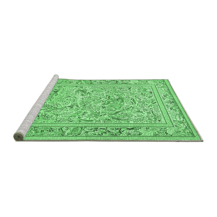 Sideview of Machine Washable Animal Emerald Green Traditional Area Rugs, wshtr4584emgrn