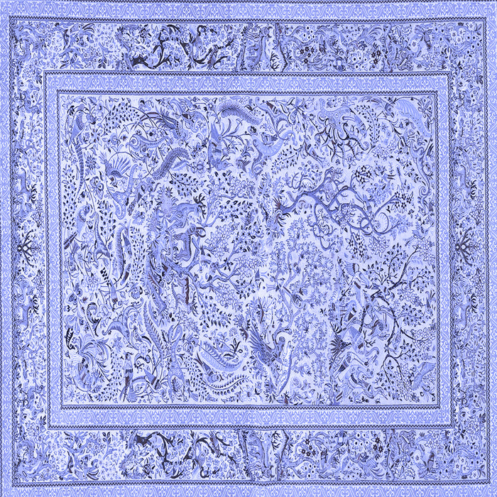 Square Machine Washable Animal Blue Traditional Rug, wshtr4584blu