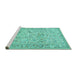Sideview of Machine Washable Animal Turquoise Traditional Area Rugs, wshtr4584turq