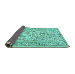 Sideview of Animal Turquoise Traditional Rug, tr4584turq
