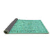 Sideview of Animal Turquoise Traditional Rug, tr4584turq