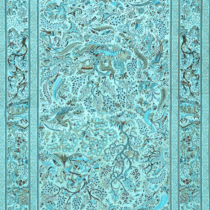 Machine Washable Animal Light Blue Traditional Rug, wshtr4584lblu