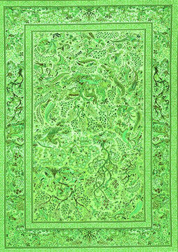 Animal Green Traditional Rug, tr4584grn