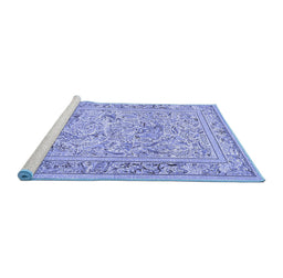 Sideview of Machine Washable Animal Blue Traditional Rug, wshtr4584blu