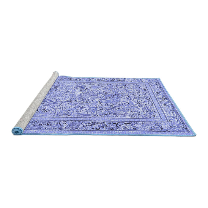 Sideview of Machine Washable Animal Blue Traditional Rug, wshtr4584blu