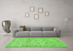 Machine Washable Animal Green Traditional Area Rugs in a Living Room,, wshtr4584grn