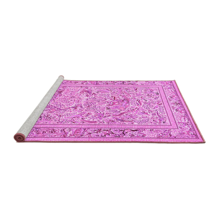 Sideview of Machine Washable Animal Pink Traditional Rug, wshtr4584pnk
