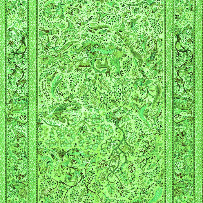 Serging Thickness of Machine Washable Animal Green Traditional Area Rugs, wshtr4584grn