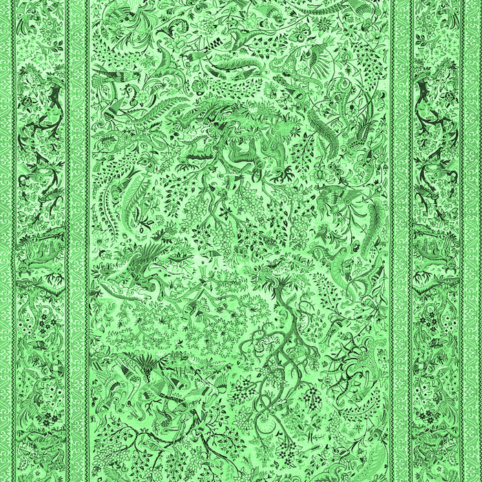 Machine Washable Animal Emerald Green Traditional Area Rugs, wshtr4584emgrn