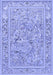 Machine Washable Animal Blue Traditional Rug, wshtr4585blu