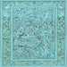 Square Animal Light Blue Traditional Rug, tr4585lblu