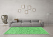 Machine Washable Animal Emerald Green Traditional Area Rugs in a Living Room,, wshtr4585emgrn