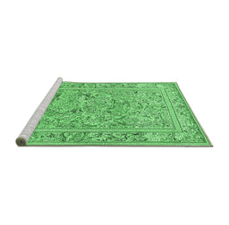 Sideview of Machine Washable Animal Emerald Green Traditional Area Rugs, wshtr4585emgrn
