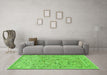 Machine Washable Animal Green Traditional Area Rugs in a Living Room,, wshtr4585grn