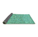 Sideview of Animal Turquoise Traditional Rug, tr4585turq