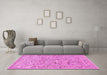 Machine Washable Animal Pink Traditional Rug in a Living Room, wshtr4585pnk
