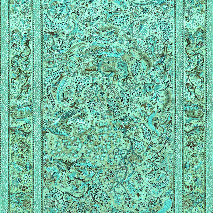 Machine Washable Animal Turquoise Traditional Area Rugs, wshtr4585turq