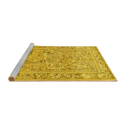 Sideview of Machine Washable Animal Yellow Traditional Rug, wshtr4585yw