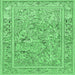 Square Animal Emerald Green Traditional Rug, tr4585emgrn