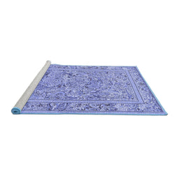 Sideview of Machine Washable Animal Blue Traditional Rug, wshtr4585blu