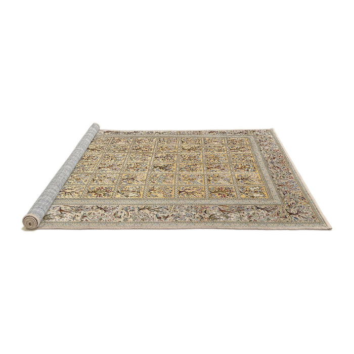 Sideview of Machine Washable Traditional Dark Almond Brown Rug, wshtr4586