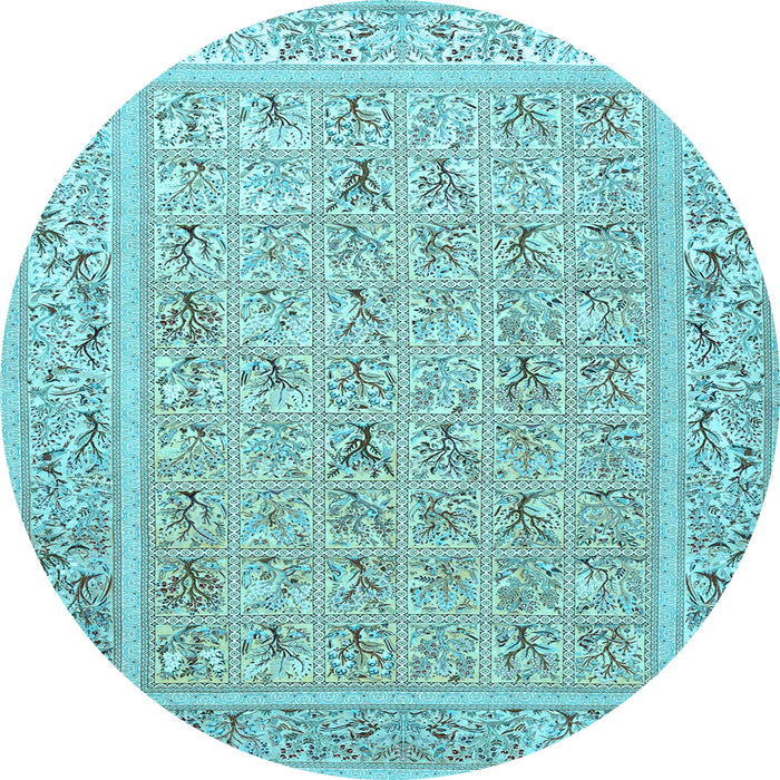 Round Animal Light Blue Traditional Rug, tr4586lblu