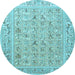 Round Animal Light Blue Traditional Rug, tr4586lblu