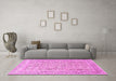 Machine Washable Animal Pink Traditional Rug in a Living Room, wshtr4586pnk