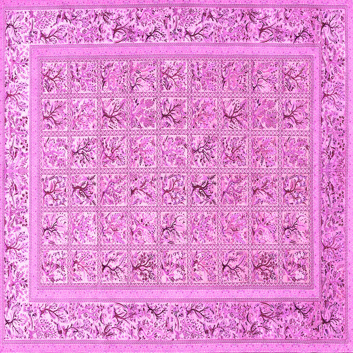 Square Animal Pink Traditional Rug, tr4586pnk