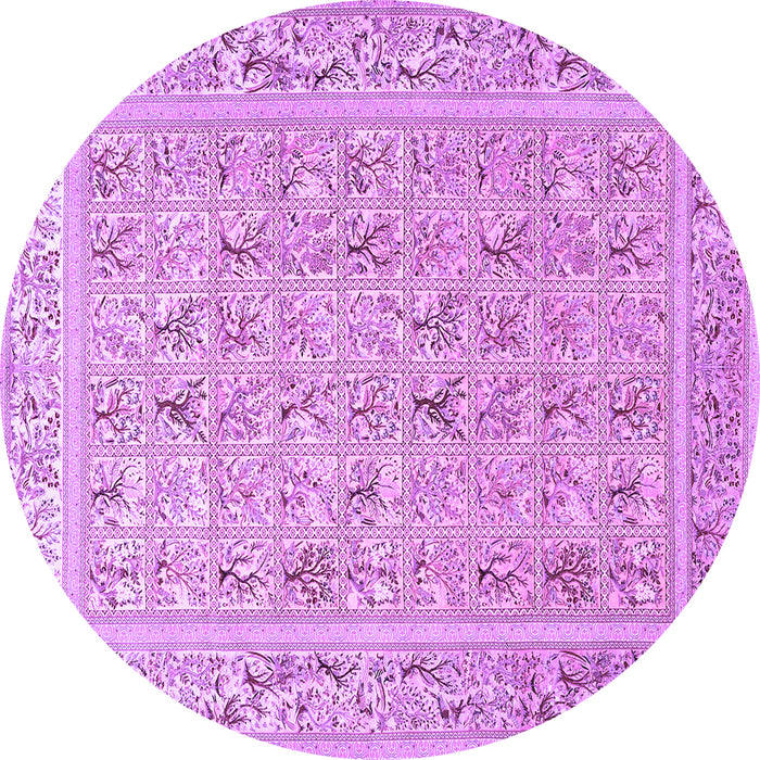 Round Machine Washable Animal Purple Traditional Area Rugs, wshtr4586pur