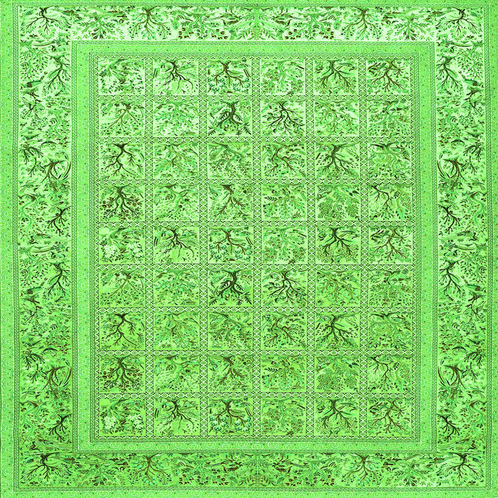 Serging Thickness of Animal Green Traditional Rug, tr4586grn