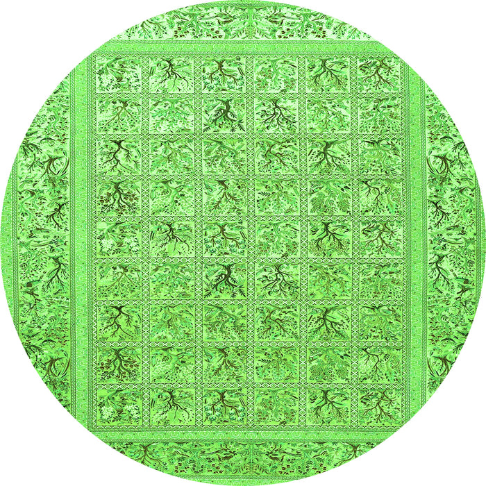 Square Animal Green Traditional Rug, tr4586grn