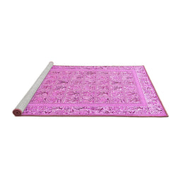 Sideview of Machine Washable Animal Pink Traditional Rug, wshtr4586pnk
