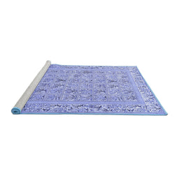 Sideview of Machine Washable Animal Blue Traditional Rug, wshtr4586blu