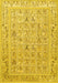 Machine Washable Animal Yellow Traditional Rug, wshtr4586yw