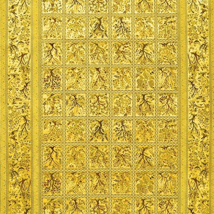 Machine Washable Animal Yellow Traditional Rug, wshtr4586yw