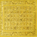 Square Machine Washable Animal Yellow Traditional Rug, wshtr4586yw