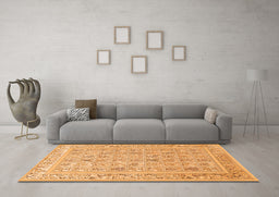 Machine Washable Animal Orange Traditional Area Rugs in a Living Room, wshtr4586org