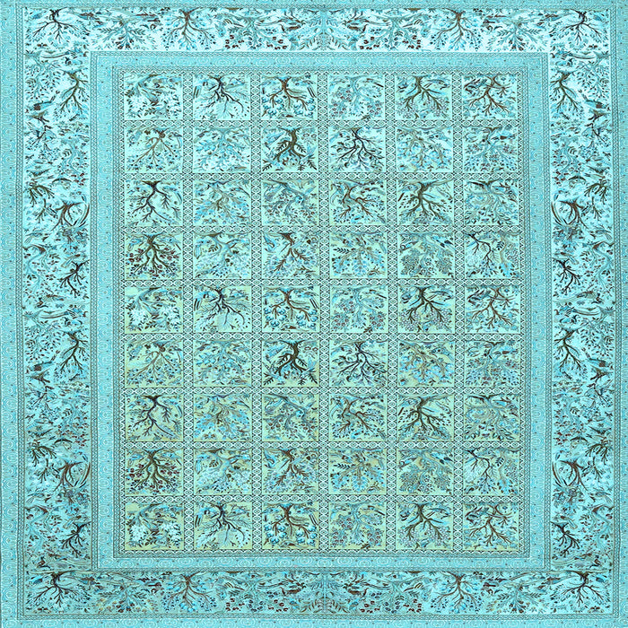 Square Animal Light Blue Traditional Rug, tr4586lblu