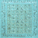 Square Animal Light Blue Traditional Rug, tr4586lblu