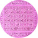 Round Machine Washable Animal Pink Traditional Rug, wshtr4586pnk