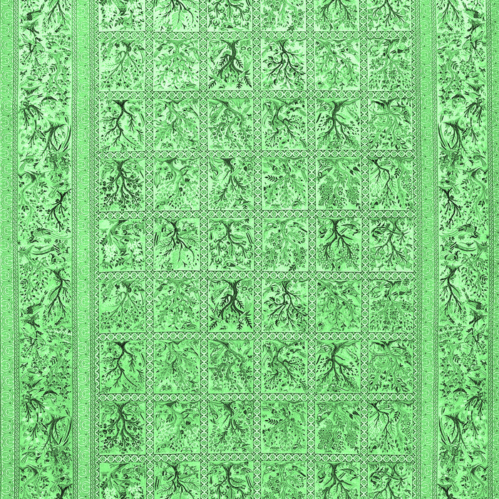 Machine Washable Animal Emerald Green Traditional Area Rugs, wshtr4586emgrn