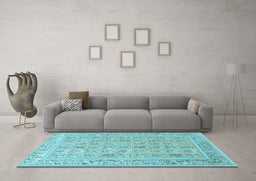 Machine Washable Animal Light Blue Traditional Rug in a Living Room, wshtr4586lblu