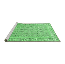Sideview of Machine Washable Animal Emerald Green Traditional Area Rugs, wshtr4586emgrn